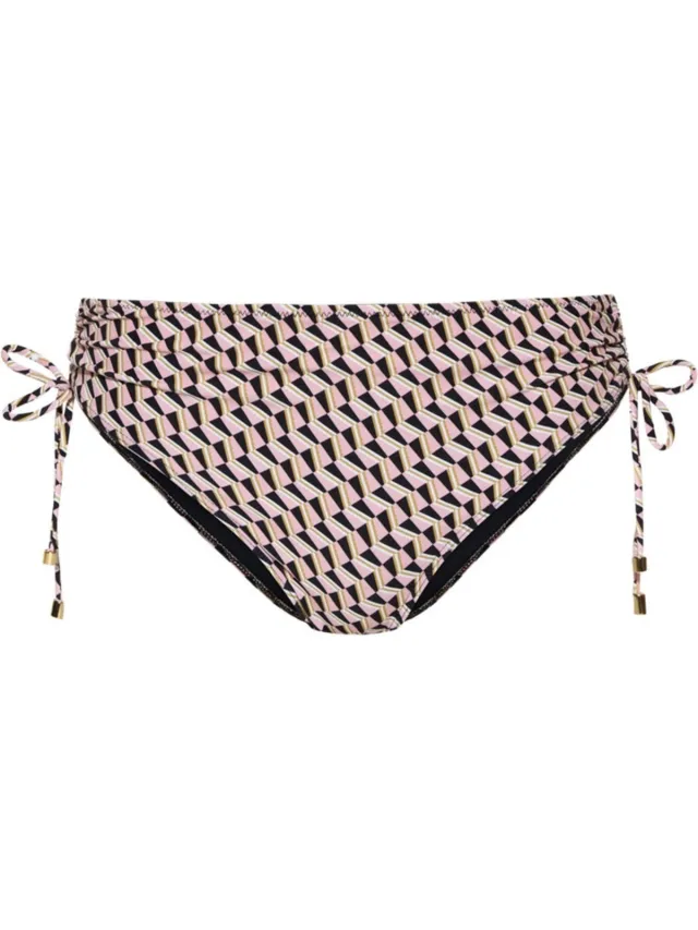 Cyell bikinibroekje Paradiso High rood/roze, wit, zwart en geel