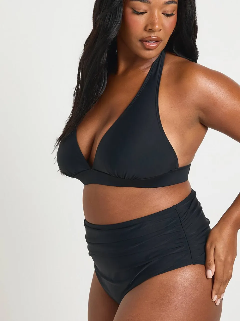 boohoo Dames Plus Essentials Gerimpelde Hoge Taille Slip zwart, foto 3