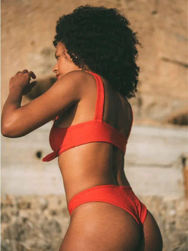 Anekdot dames vegan Bikinibroekje Skyline Slim Geraniumrood