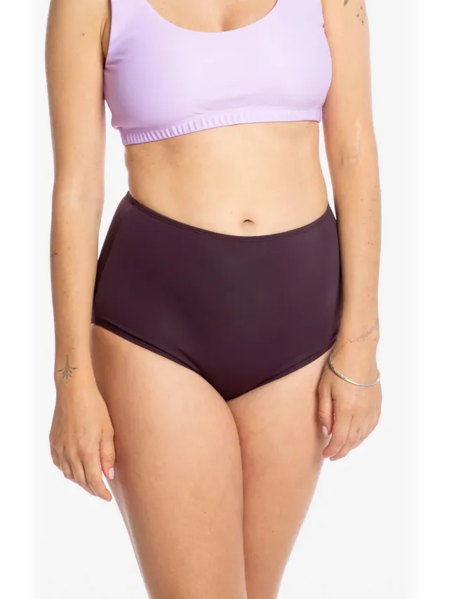 MATONA dames vegan Bikinibroekje High Waist Aubergine Donkerpaars