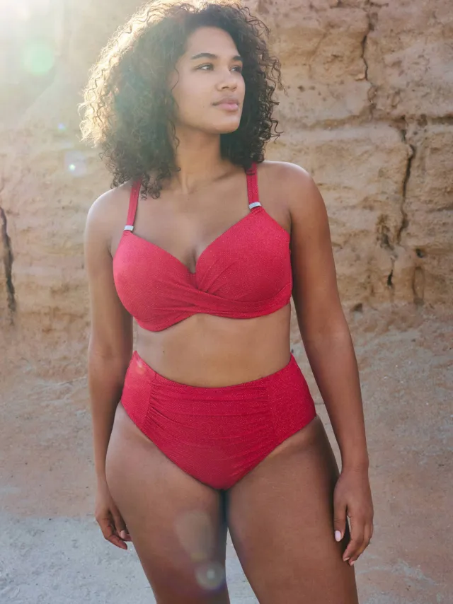 BEACHWAVE Curve voorgevormde beugel bikinitop met lurex rood, foto 2