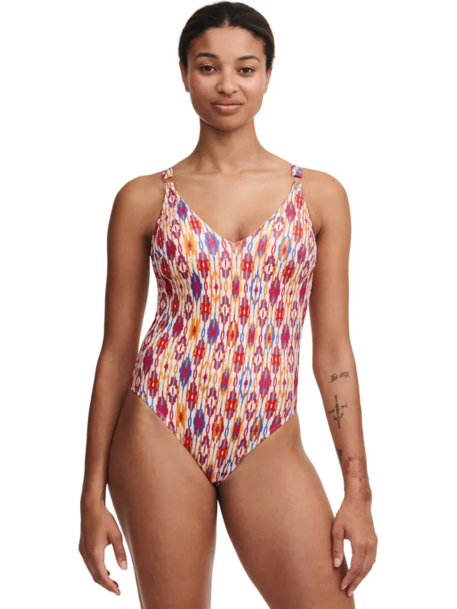 Chantelle Devotion - badpak zonder beugel - red ikat - C12SUF Rood
