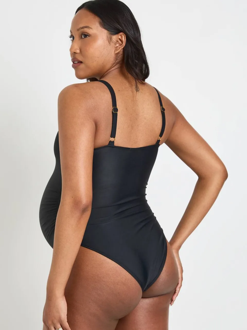boohoo Dames Zwangerschapsbadpak Met Decoratief Detail En Ronde Halslijn zwart, foto 2