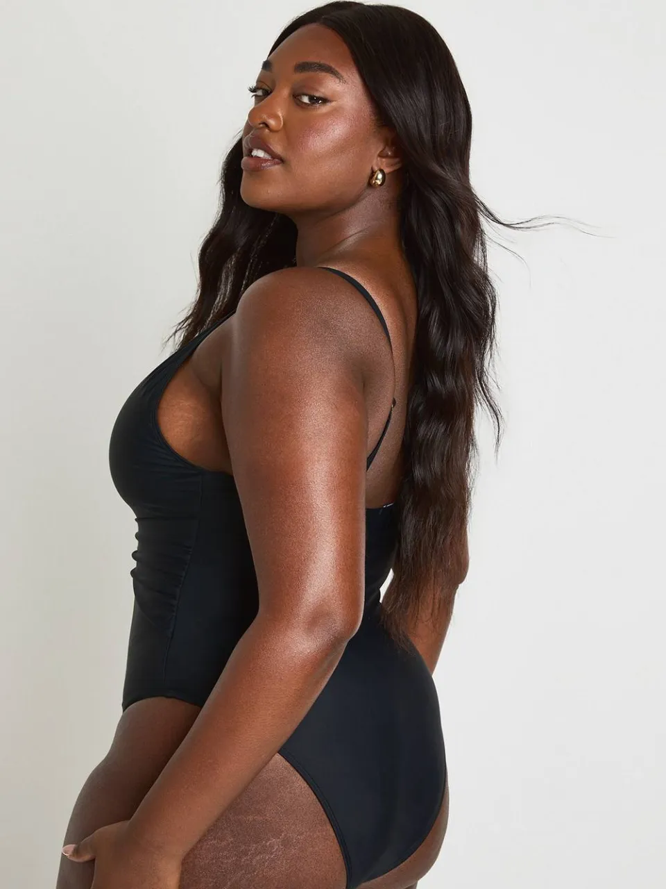 boohoo Dames Plus Buikcontrole O-ring Diepe Hals Badpak zwart, foto 2