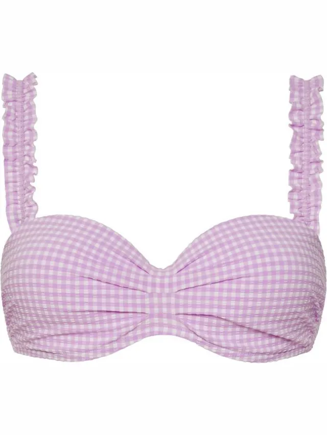 Beachlife Maat 36D Lilac Check Halter bikinitop met beugel Dames Multi
