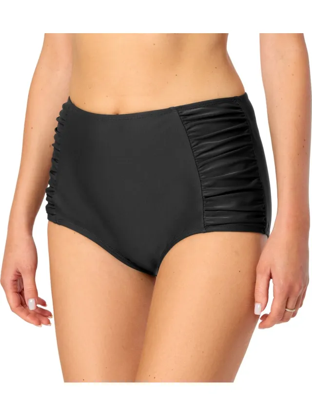 Bellivalini Dames Zwembroek - Bikinibroekje - Elastische tailleband - Polyamide & Elastaan – Zwart – XXL - BLV-BLV50-284-SL