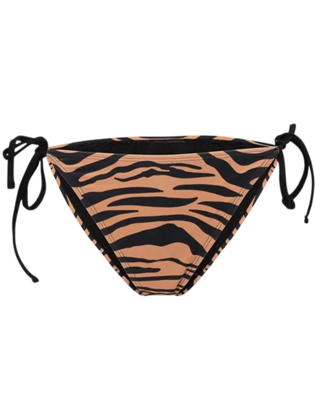 Soulcal Bikinibroekje voor dames met tijgerprint en strik aan de zijkant (Zwart/Bruin), foto 2