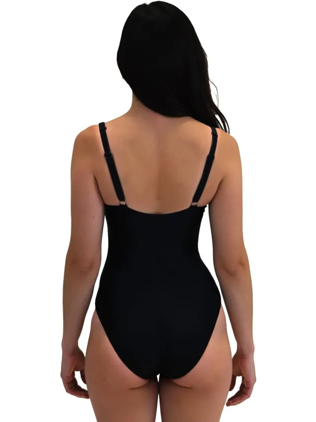 Vivisence Dameszwempak Eén Stuk Buikverborgen Gevoerde Cups Brede Verstelbare Bandjes Gevoerd Voorpand Kleurrijk Patroon Ideaal Voor Strand En Zwembad, Zwart-Wit,90C
