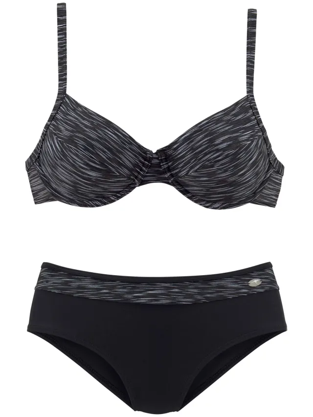beugelbikini zwart zwart geprint