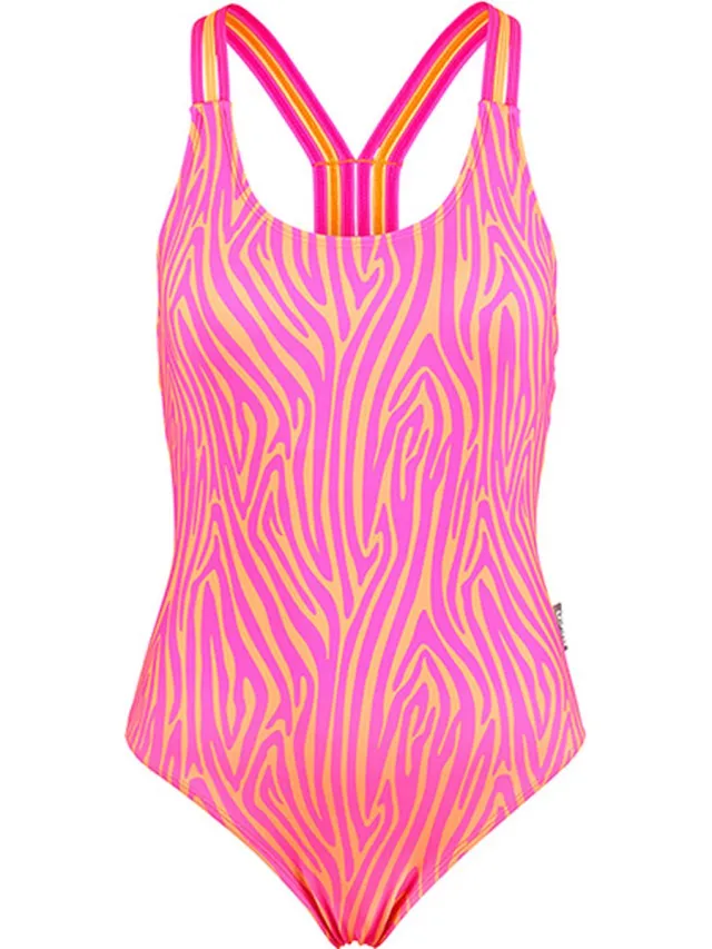 Beco zebra vibes badpak - B-cup - roze/oranje