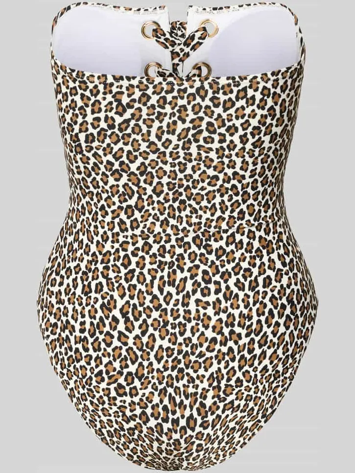 Michael Kors Badpak met vetersluiting model 'SMALL LEOPARD LACE UP ONE' zwart, foto 2