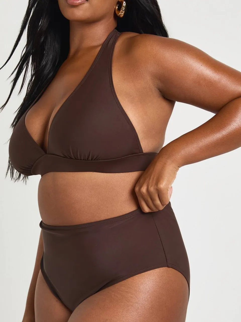 boohoo Dames Plus Essentials Hoge Taille Slip chocoladebruin, foto 3