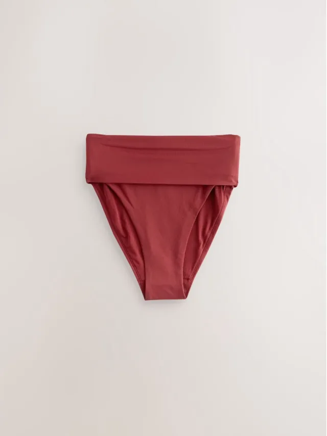 Next Dames - Bikinislip met hoge omgeslagen taille en hoge beenuitsnijding - Rood Berry Wine