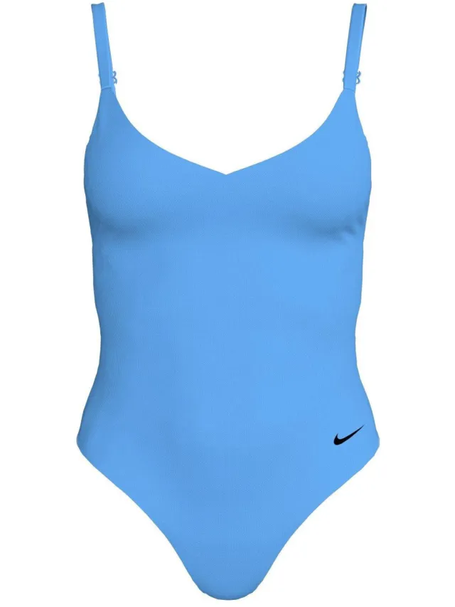 Nike Dameszwempak met V-hals (Blauw)