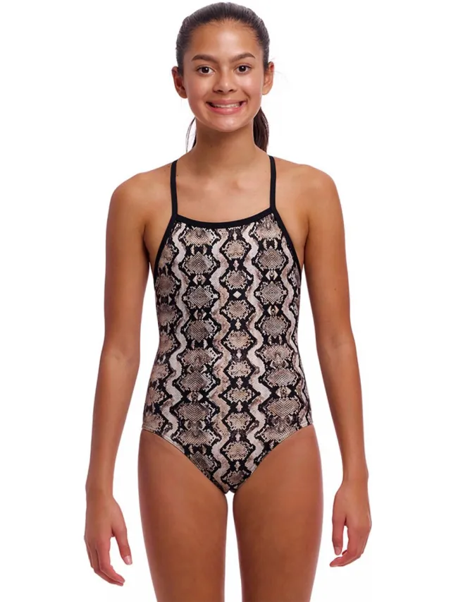 Funkita Tie Me Tight Zwemkleding Bruin 14 Years Meisje Rattle Racer
