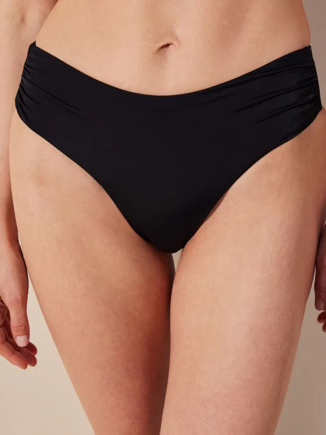 Penti Hoge Taille Gerimpelde Bikini Onderstukken Zwart