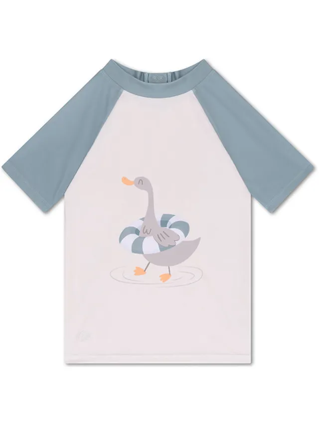 Swim Essentials Zwemshirt - Korte Mouwen - Groen - Resort Stripe - 146/152