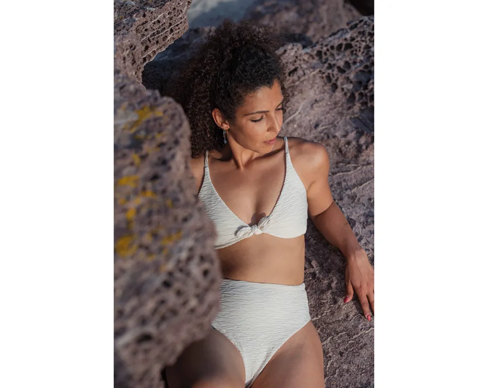 Anekdot dames vegan Bikinibroekje Jacquard Skyline High Gebroken Wit Crème