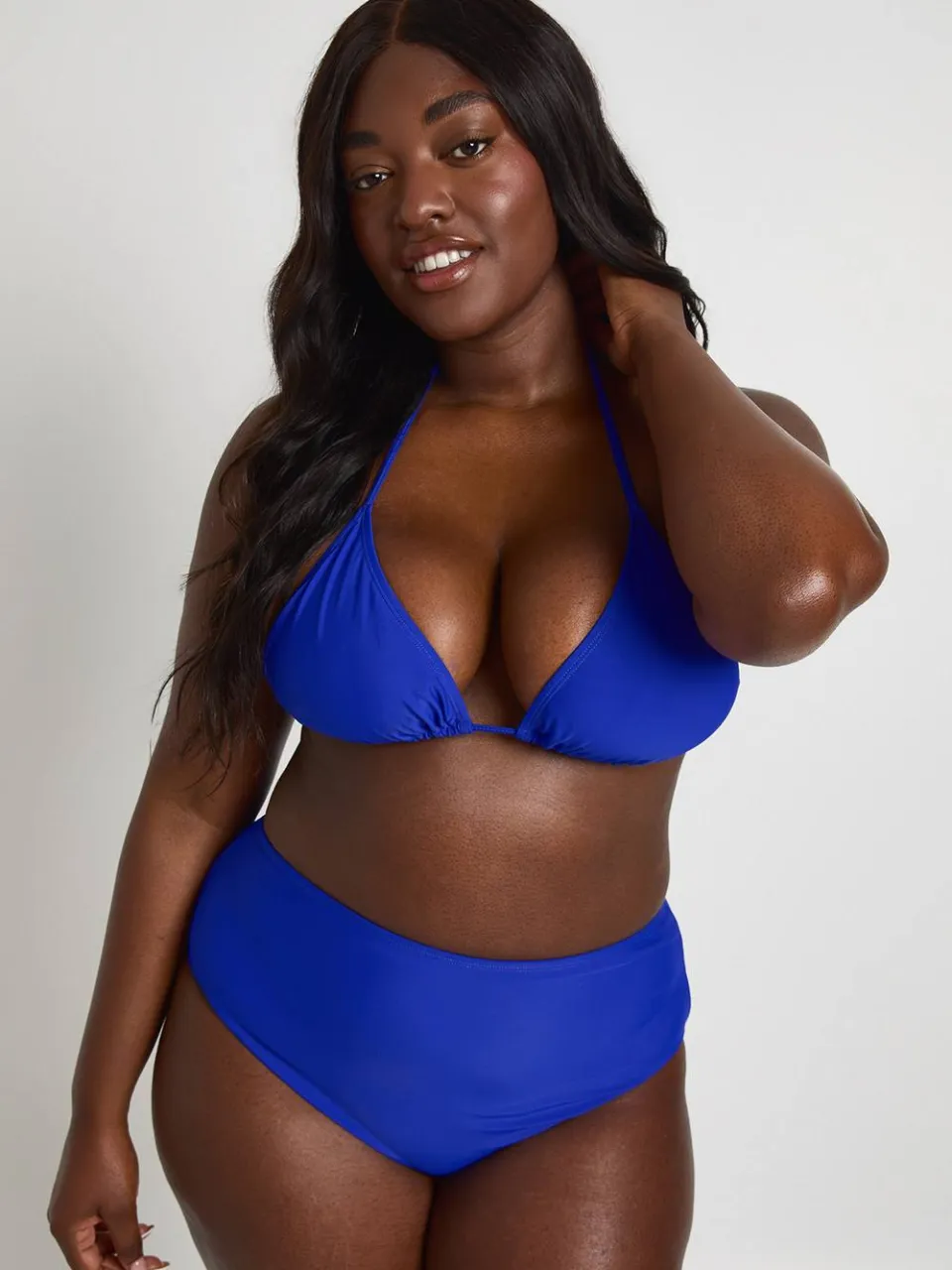 boohoo Dames Plus Essentials Hoge Taille Bikinibroekje kobaltblauw, foto 3