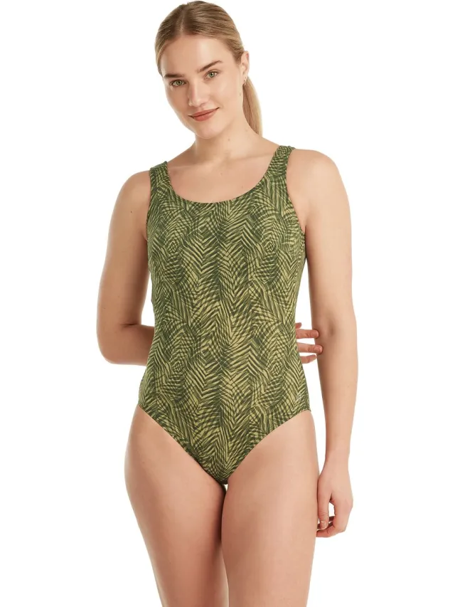 Ten Cate badpak soft cup prothesis summer leaves green voor Dames