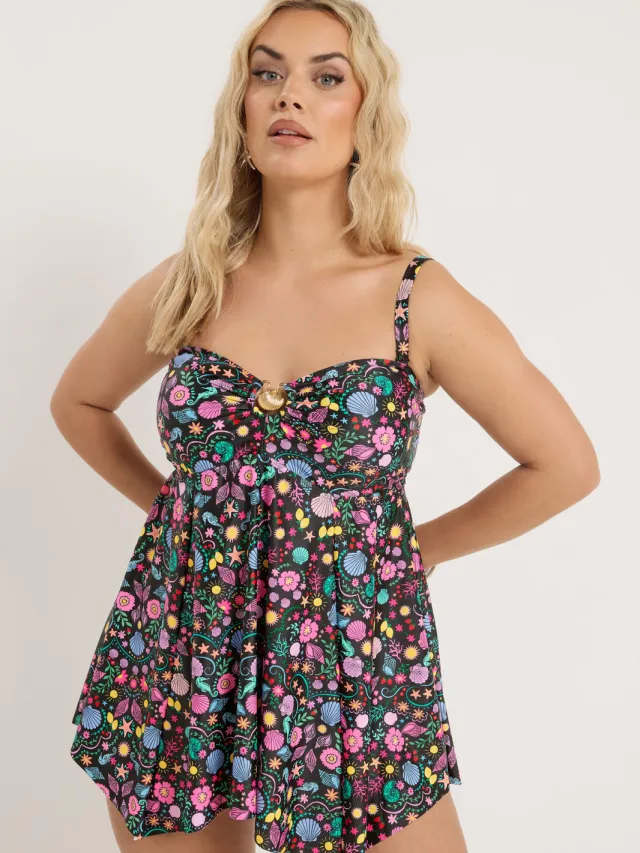Yours Zwarte Tankinitop Met Schelpenprint Black