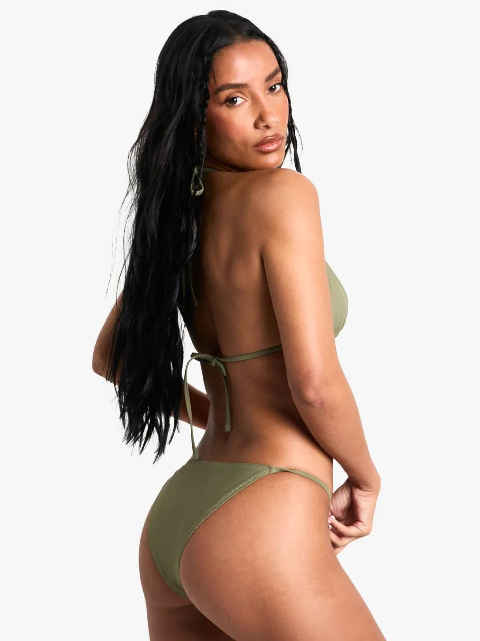 boohoo Dames Swimwear Essentials Triangle Bikini Top kaki, foto 2