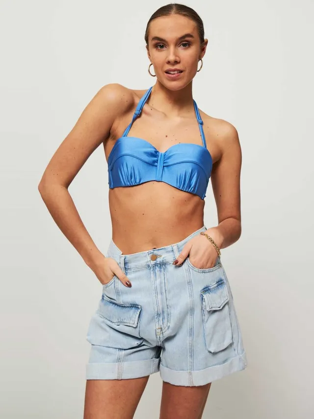 Cyell Simplify, padded shiny bikini top blauw
