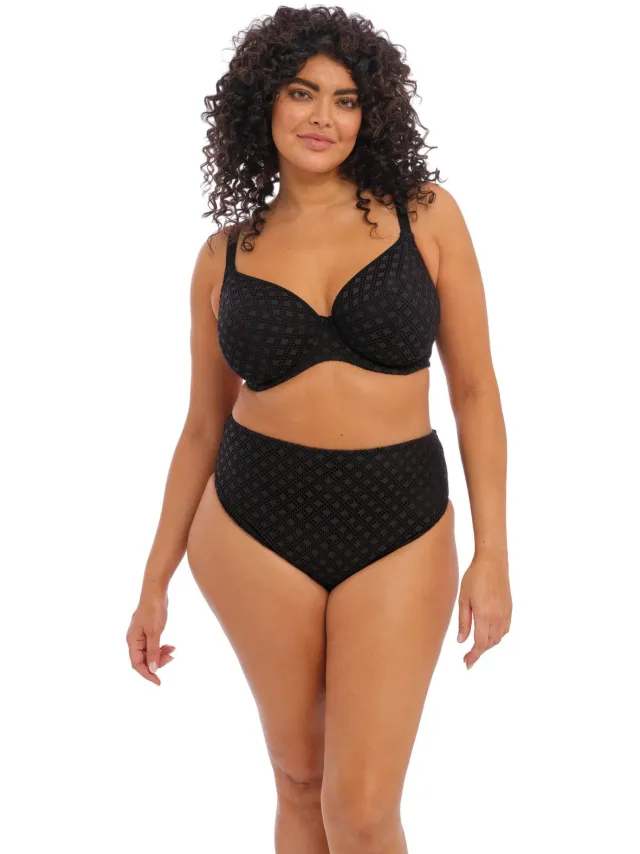 Elomi high waist crochet bikinibroekje Bazaruto zwart