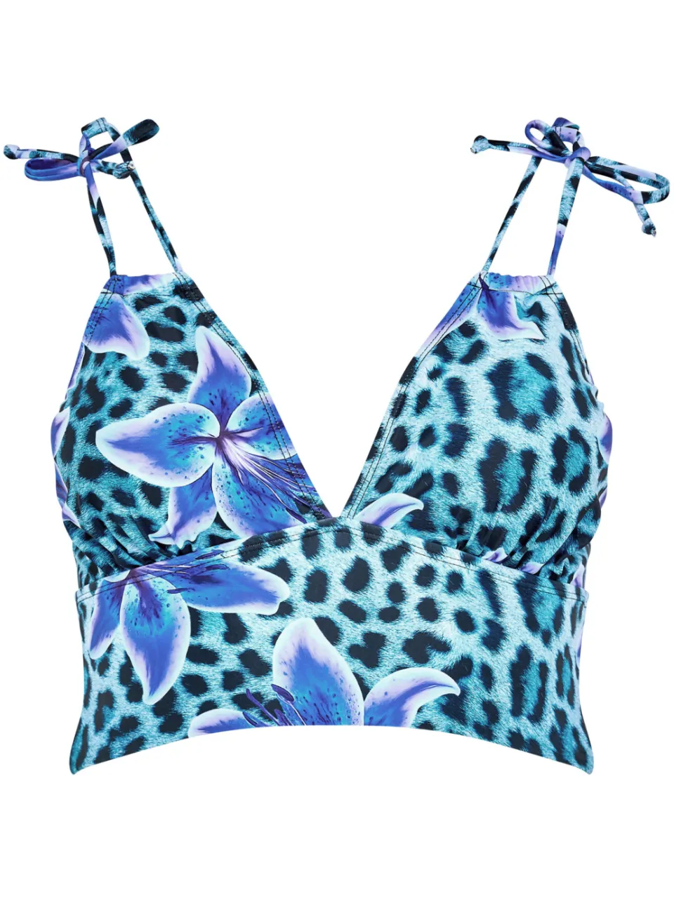 Yours Blauwe Bikinitop Met Dierenprint En Striksluiting, foto 2