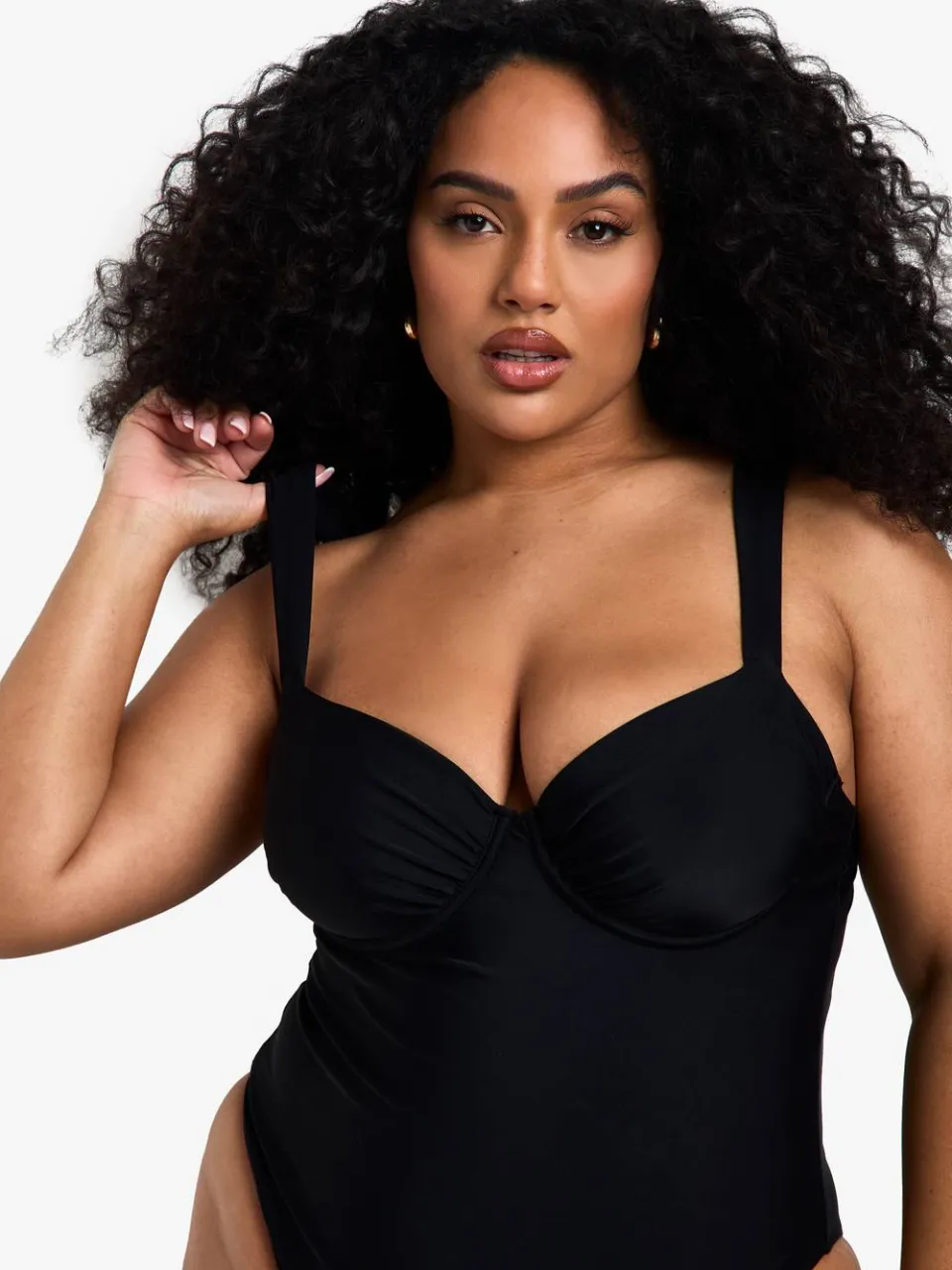boohoo Dames Plus Swimwear Essentials Balconette Badpak zwart, foto 3