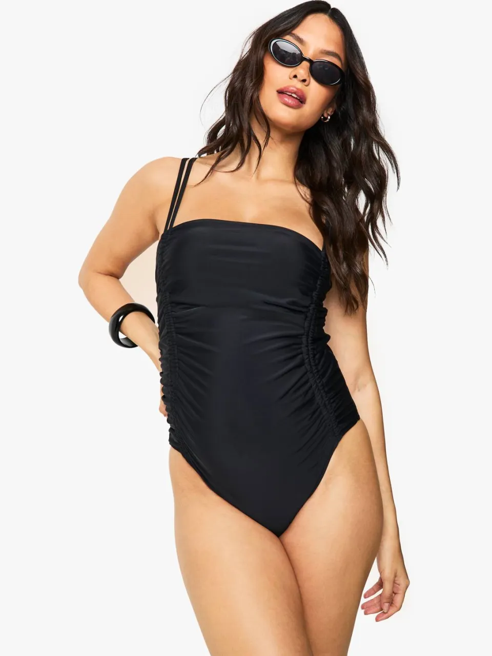 boohoo Dames Zwangerschapszwempak met buikcontrole en geruched zij zwart, foto 2