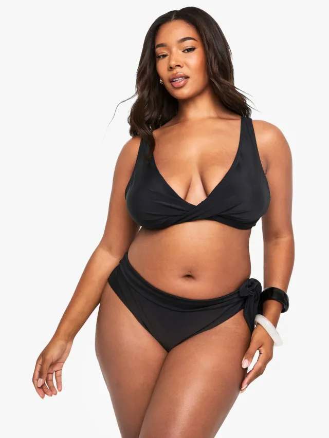 boohoo Dames Plus Tie Bikini Broekjes zwart, foto 3