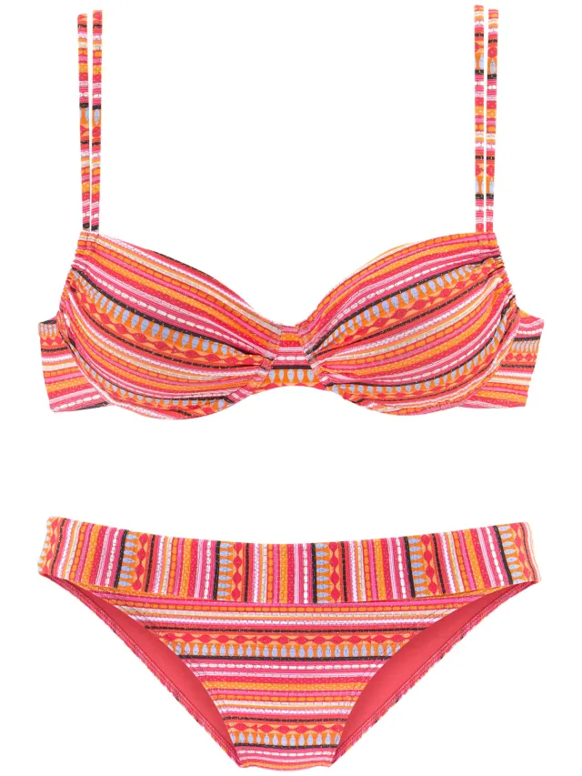 beugelbikini oranje gestreept