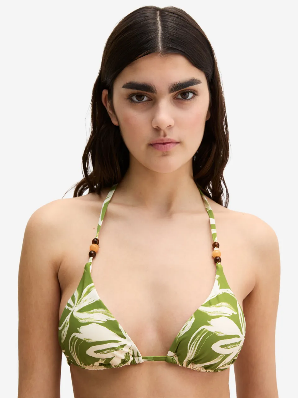 Marc O'Polo Bikinitop met halter model 'ABSTRACT FLORAL STRAPPY' groen, foto 5