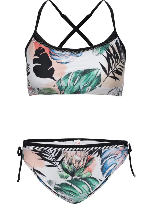 La V Bikini classic met kant detail - Bladeren in pastelkleur 170-176
