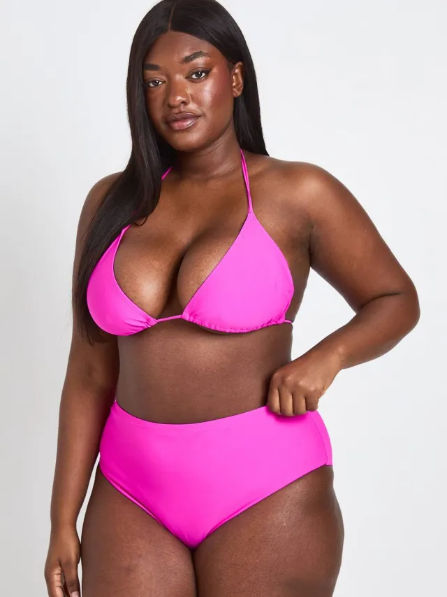 boohoo Dames Plus Essentials Hoge Taille Bikinibroekje Fuchsia