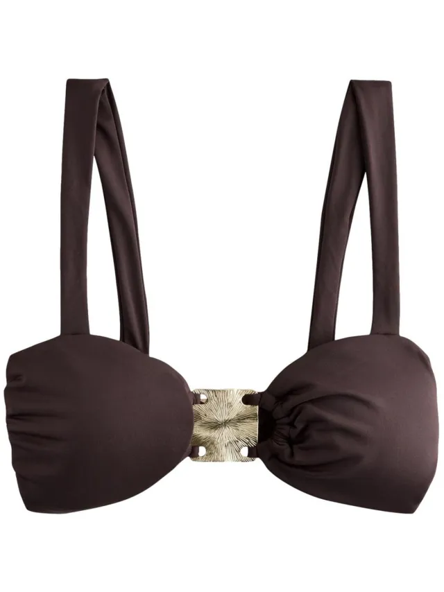 Next Dames - Bikinitop met brede bandjes en metalen details - Bruin Chocolate Brown