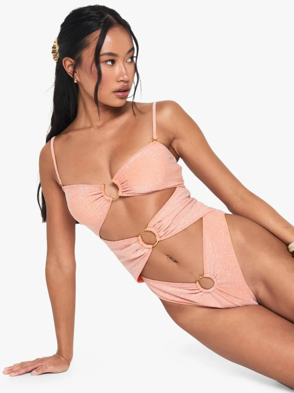boohoo Dames Glitter Cutout Badpak oranje, foto 3