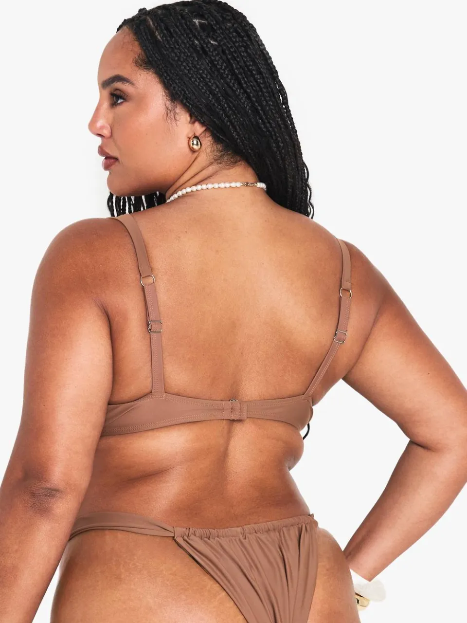 boohoo Dames Plus Bikinitop met Ondersteunende Beugels en Schelpversiering chocoladebruin, foto 4