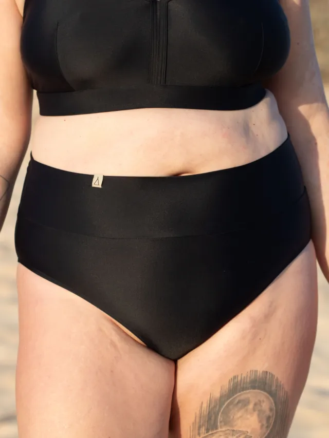 Inaska dames vegan Bikinibroekje Hoge Taille Feel Zwart, foto 2