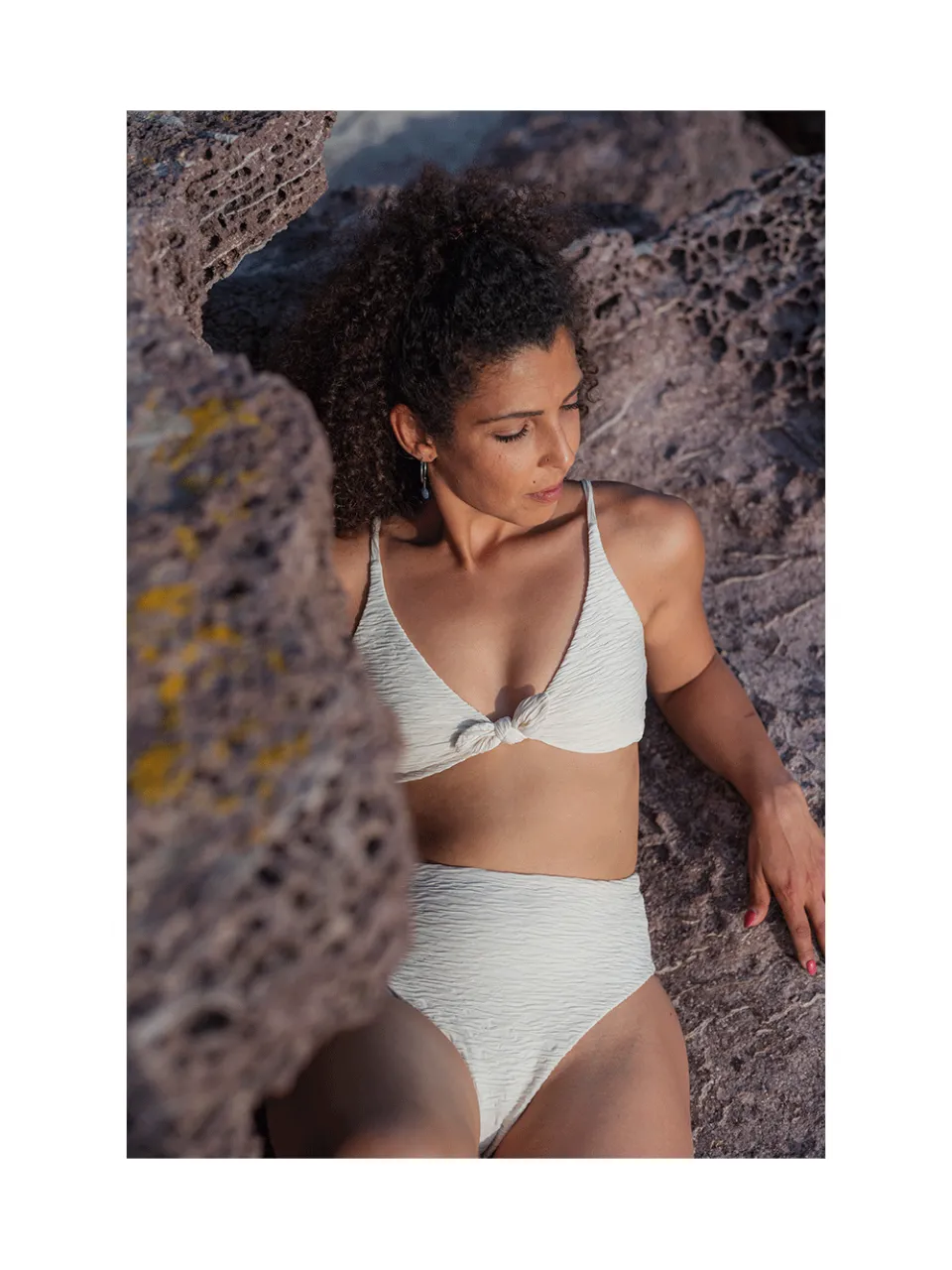 Anekdot dames vegan Bikiniset Jacquard Leona Skyline High Gebroken Wit Crème