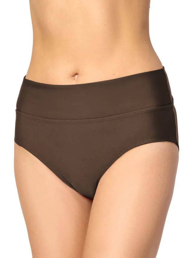 Merry Style Dames Zwembroek - Bikinibroekje - Elastische tailleband - Polyamide & Elastaan – Bruin (8157) – 38 - MS-VR-Brief-5