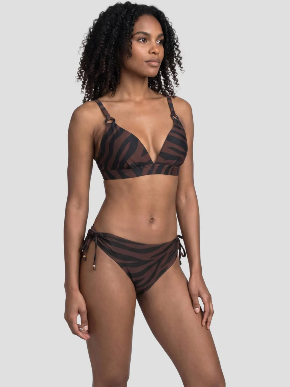 BEACHWAVE beugel bikinitop zebraprint donkerbruin/zwart