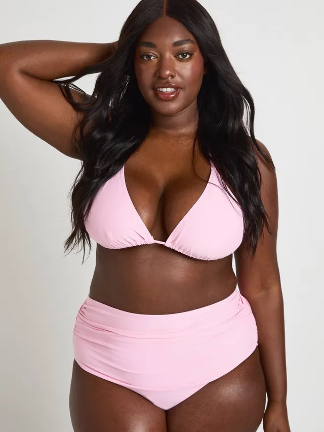 boohoo Dames Plus Essentials Driehoek Bikini Top Roze