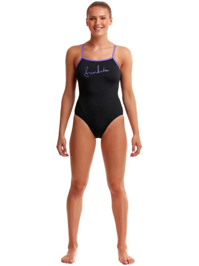 Funkita Single Strap Zwemkleding Zwart AUS 8 Vrouw Night Mare