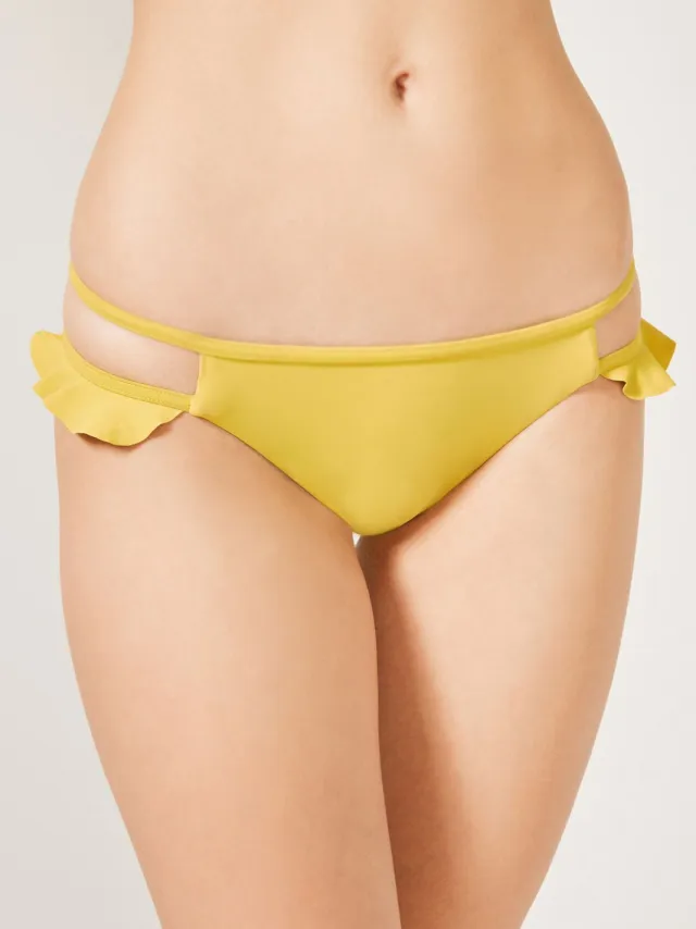 Penti Lage Taille Franjige Hipster Bikini Onderbroek Geel