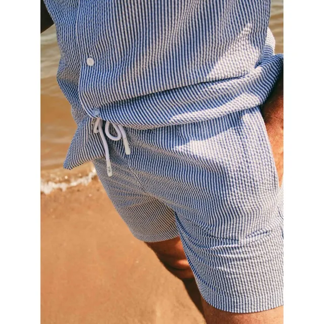 Suitable Stripe Seersucker zwembroek blauw
