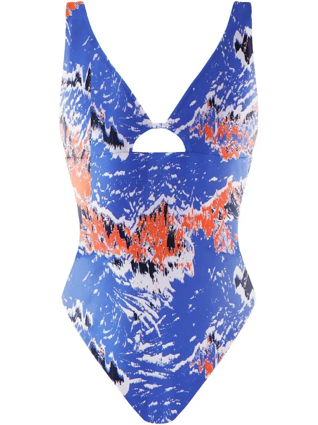 Gymshark Milieuvriendelijk Damesbadpak Blauw/Oranje