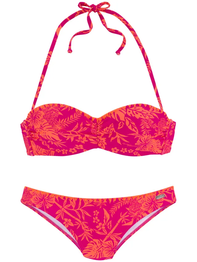 bandeaubikini met beugel roze oranje, foto 2