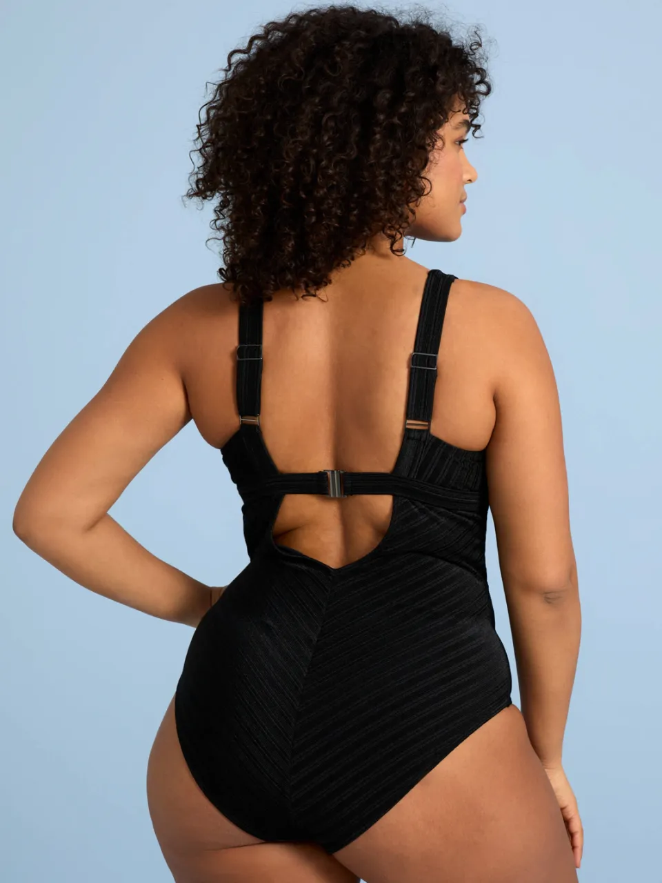 BEACHWAVE Curve corrigerend badpak met textuur zwart, foto 4